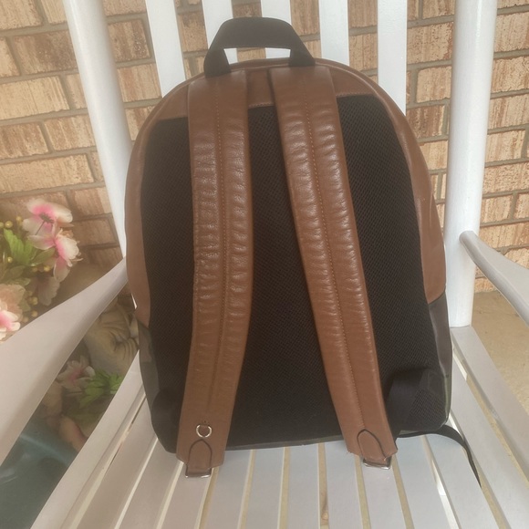 Coach Brown Leather & Camo Backpack - Picture 2 of 14